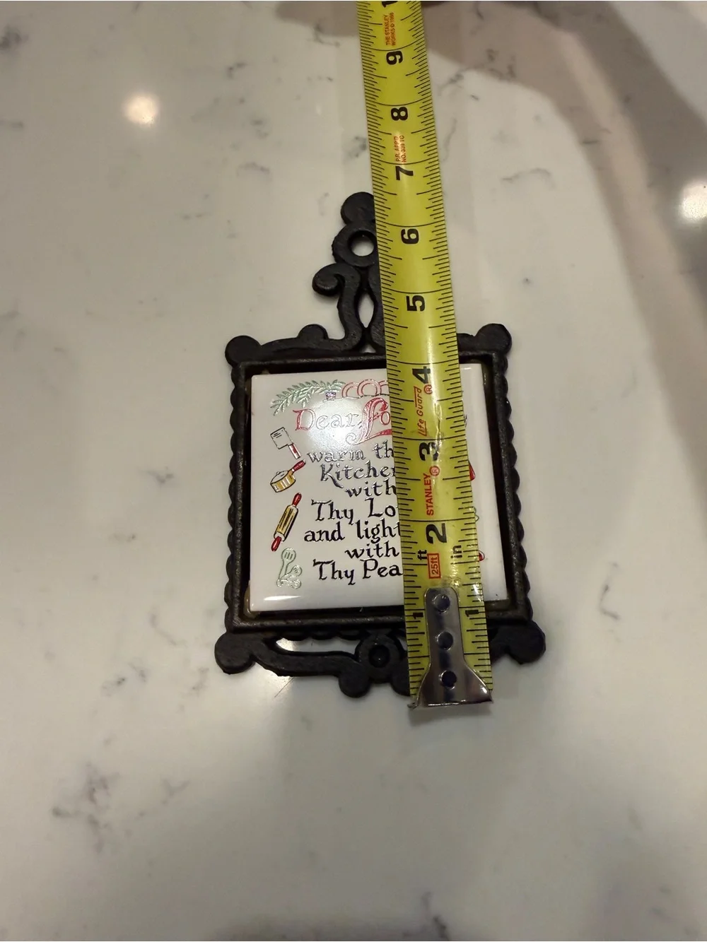 Vintage Made in Japan Kitchen Prayer Ceramic Tile Cast Iron Trivet Wall Decor